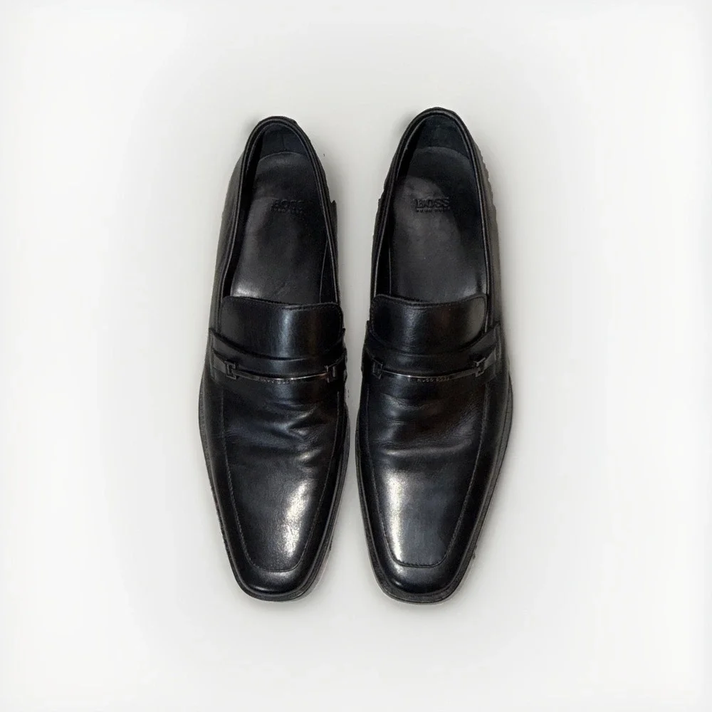 Hugo Boss Men's Carl Black Horse Bit Leather Loafers Dress Shoes US Size 10.5